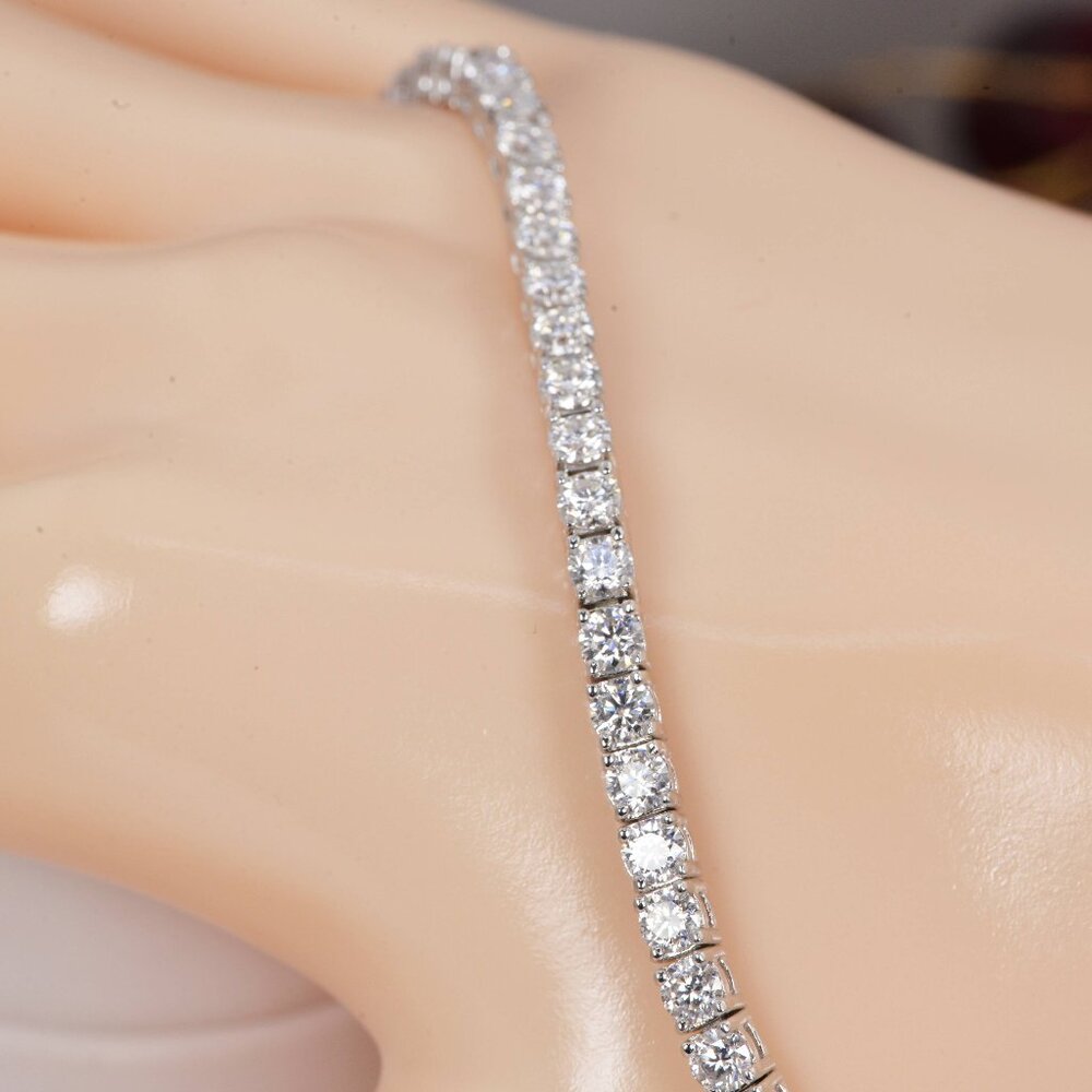 GRA Certified 5.8ct Moissanite Tennis Bracelet 3mm Sterling Silver